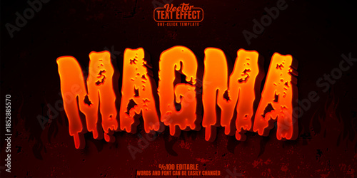 Magma editable text effect, customizable lava and fire 3d font style