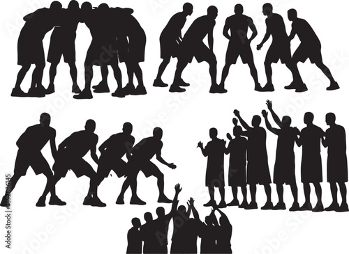 Basketball Team Formation Silhouette Vector