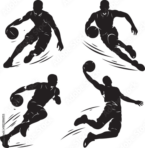 Basketball Dynamic Motion Silhouette Vector