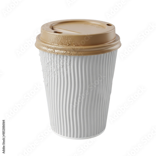 Wallpaper Mural White disposable coffee cup with gold lid isolated on transparent background isolated on transparent background, isolated on white background Torontodigital.ca
