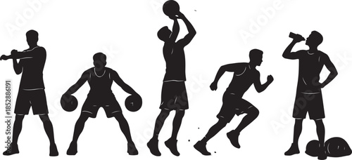 Basketball Training Practice Silhouette Vector