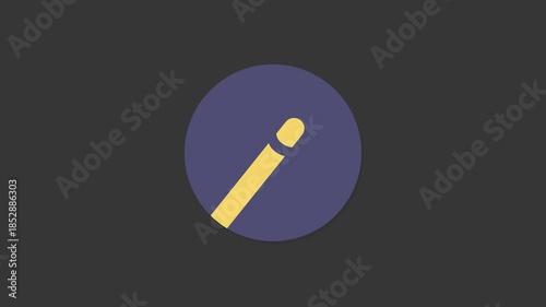 Minimalist illustration: A striking, minimalist illustration of a single matchstick within a circular frame, set against a dark background, evoking ideas of light, fire, and potential.