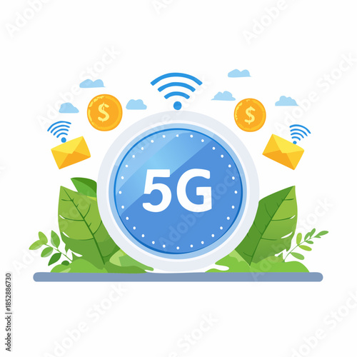 5G network wireless technology. Fifth generation of mobile internet. 5g technology, background and banner design.