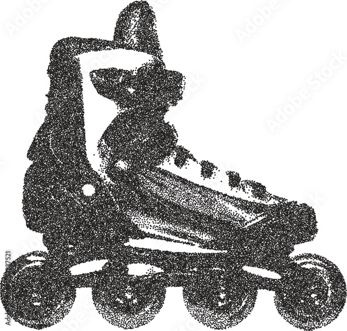 Skate retro y2k stipple design board halftone brutalist urban vector png with clear background, trick 2000s photocopy grunge tattoo gen z effect