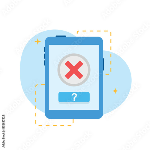 Mobile application error screen notification concept flat design vector empty state ui design illustration