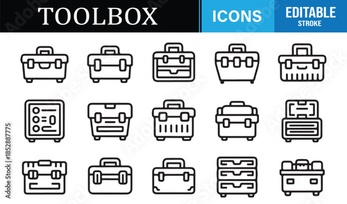 Construction and repair toolbox outline icon pack