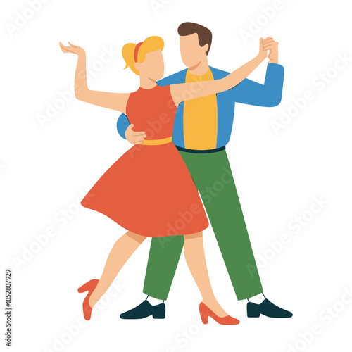 A couple dances gracefully in a ballroom, celebrating togetherness and rhythm.