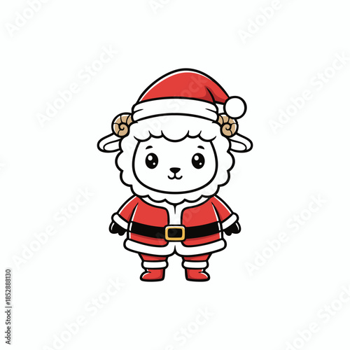 adorable christmas sheep in santa suit