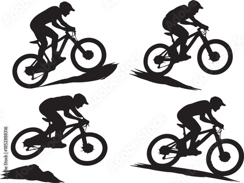 Cycling Action Silhouette Vector