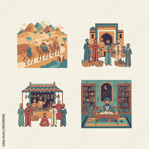 ancient islamic civilization illustrations