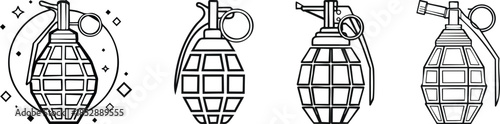 Grenade icon simplified with geometric shapes bold linear military equipment symbol