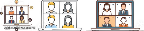 Group video conference icon showing four participants grid layout modern remote communication symbol