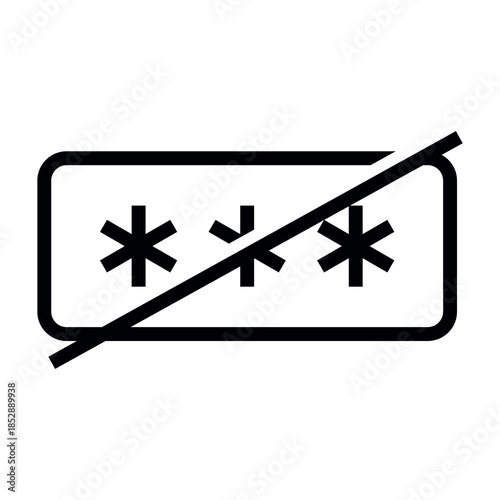 Minimal black and white security and privacy icon set featuring passwords, Face ID, fingerprint authentication, data protection, secure payments, access control and warning symbols. Ideal for websites