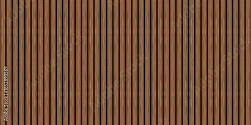 Modern Dark Brown Vertical Wood Slats Background, Fluted Timber Wall Panel Texture for Interior Design