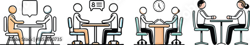 Job interview icon showing two people across table professional hiring conversation concept