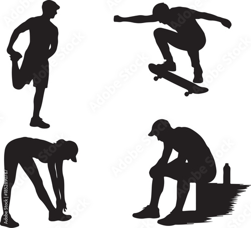Urban Sports Training Practice Silhouette Vector