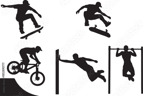 Urban Extreme Sports Action Silhouette Vector