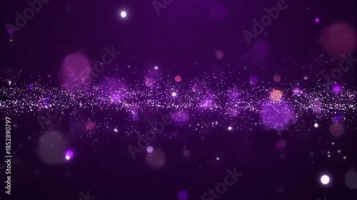 Abstract Christmas background with purple and pink bokeh lights, glowing snowflakes, and shiny glitter stars on a bright vector wallpaper design for a festive holiday night illustration