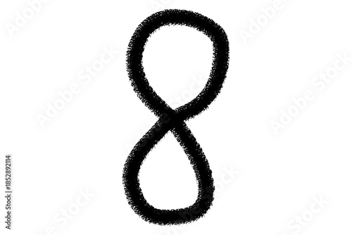 Hand Sketched Deep Charcoal Number Eight With Dense Grain Brush Texture Isolated On Transparent Background PNG For Modern Graphic Typography