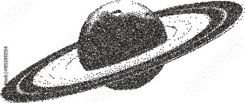 Planet retro y2k stipple design space halftone brutalist urban vector png with clear background, orbit 2000s photocopy grunge tattoo gen z effect