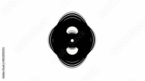 Abstract black symmetrical design with rounded shapes and a central point