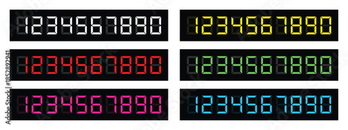 Colorful Segment Digital Number Set for Electronic Display.