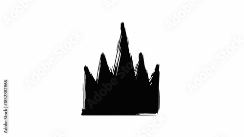 Hand-drawn black crown silhouette symbolizing royalty and power on a white background.