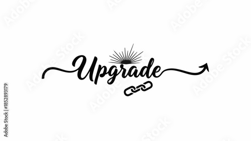 Inspiring word 'Upgrade' with rising sun and arrow symbolizing growth and progress.