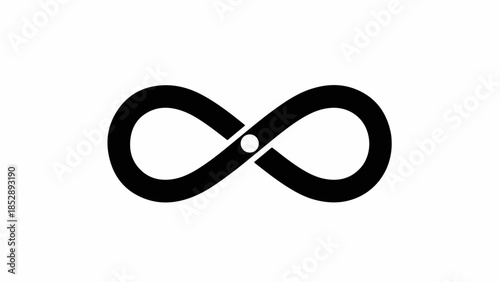 Simple black infinity symbol on white background, representing eternity and endless possibilities