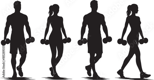Gym Fitness Standing Pose Silhouette Vector