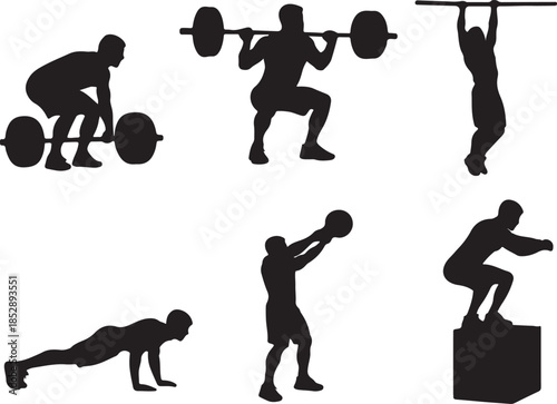 Gym Fitness Action Silhouette Vector