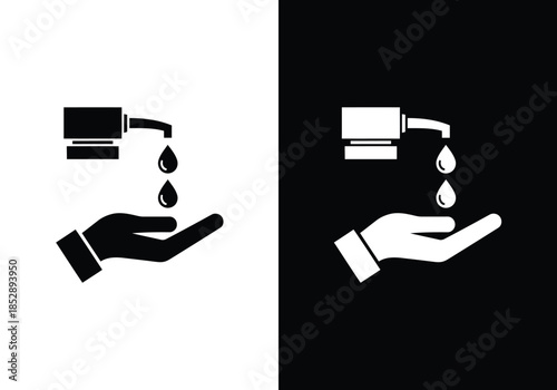 Hand hygiene icon: soap dispenser dripping liquid onto an open palm