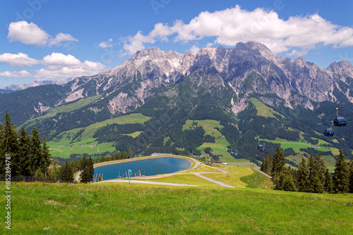 Leogang Mountains Leoganger Steinberge with highest peak Birnhorn, idyllic summer landscape Alps, Zell am See district, Salzburg federal state, Austria