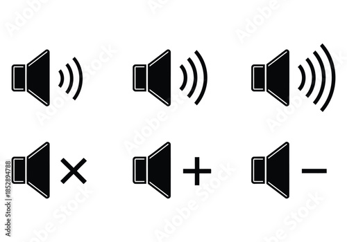 Volume control icons for audio adjustment and mute functions