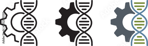 Genetic engineering icon dna spiral with gear vector illustration on transparent background