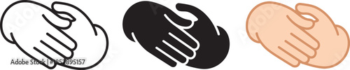 Holding hands vector icon illustration isolated on a transparent background in three styles