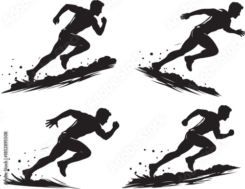 Running Action Silhouette Vector