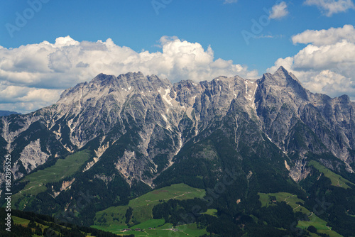 Leogang Mountains Leoganger Steinberge with highest peak Birnhorn, idyllic summer landscape Alps, Zell am See district, Salzburg federal state, Austria