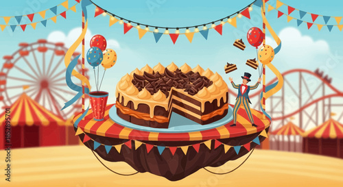 Chocolate Cake with Chocolate Toppings on Plate.