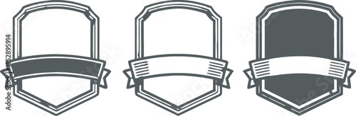 Outline badges and banners in gray tones vector