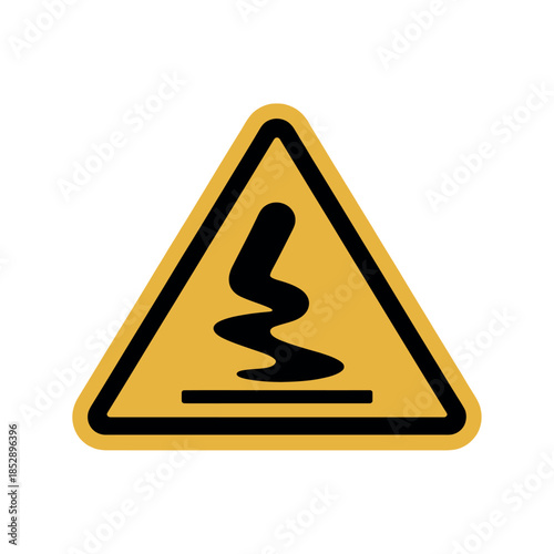 A hazard symbol indicating a slippery surface warns of potential danger and accidents.