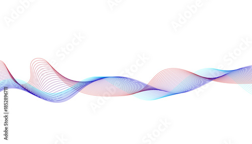 Minimalist vector illustration of fluid violet and blue curves. Smooth harmonic wave motion for modern creative backgrounds.