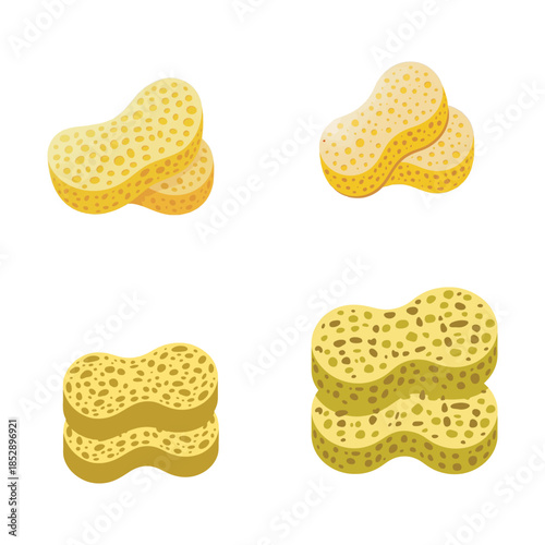 Professional Vector Illustration of Natural Cellulose Sponge for Dishwashing and Cleaning
