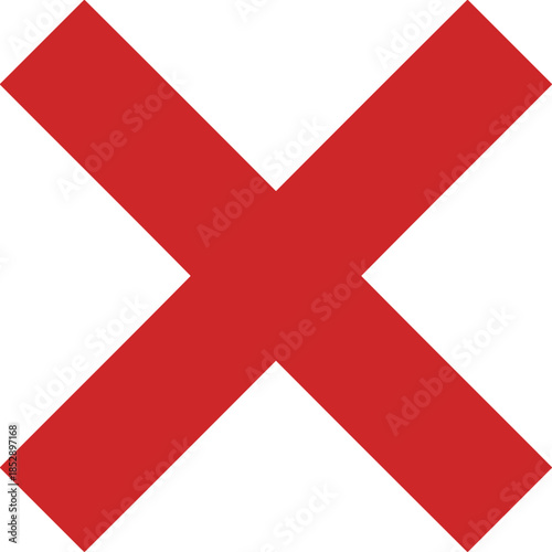 Simple Flat Design Red Cross Mark Icon Symbol on White Background