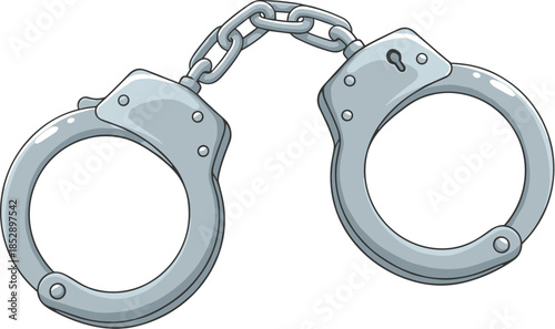 Cartoonish Metal Handcuffs with Chain Connection for Security and Restraint Element