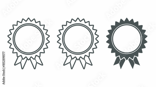 Award ribbon rosette blank outline and award ribbon rosette filled dark