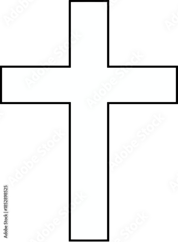 Simple Outline Religious Cross Christian Symbol Black Shape Icon