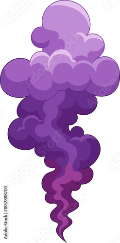 Cartoon Style Decorative Purple Smoke Cloud Element Illustration
