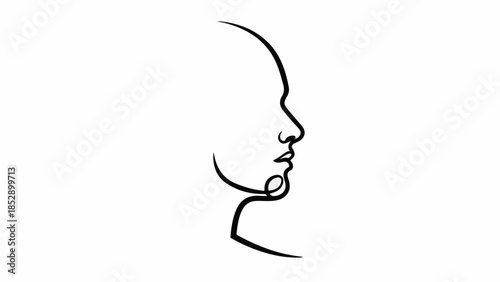 Minimalist profile outline of a human head, showcasing facial features in a single continuous line.