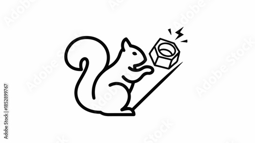 Whimsical illustration of a squirrel reaching for a nut, symbolizing discovery and curiosity.